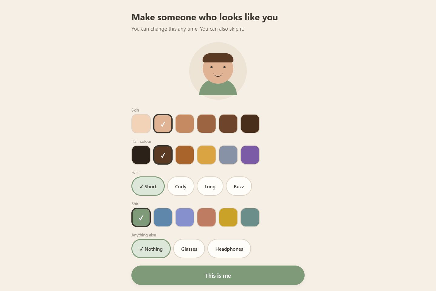 STEM for Stim avatar builder screen